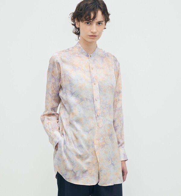 BACCA「【WEB先行予約】キュプラシルク バンドカラーコンビシャツ」|シャツ・ブラウス|