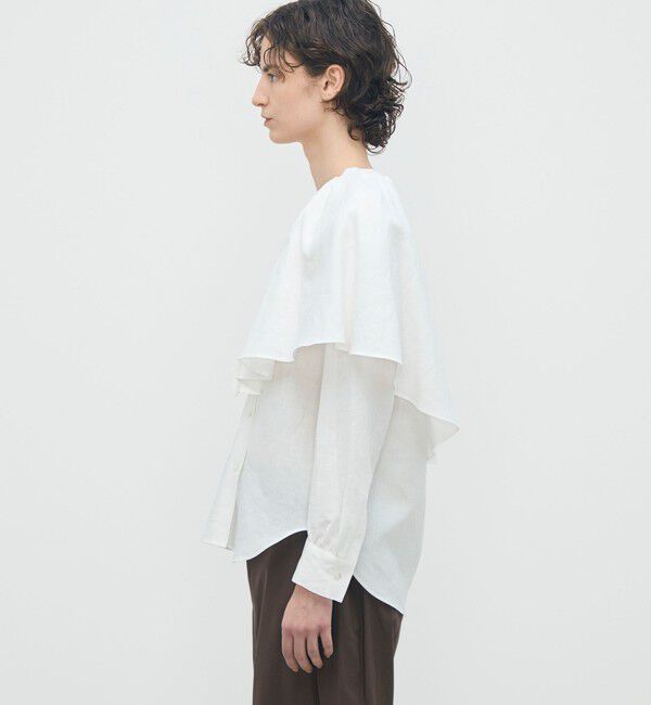 BACCA「【WEB先行予約】リネンローン ラッフルカラーシャツ」|シャツ・ブラウス|