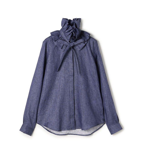 TOMORROWLAND BUYING WEAR「BOURRIENNE PASTEL リネン ラッフルカラーシャツ」|シャツ・ブラウス|67 ダークブルー