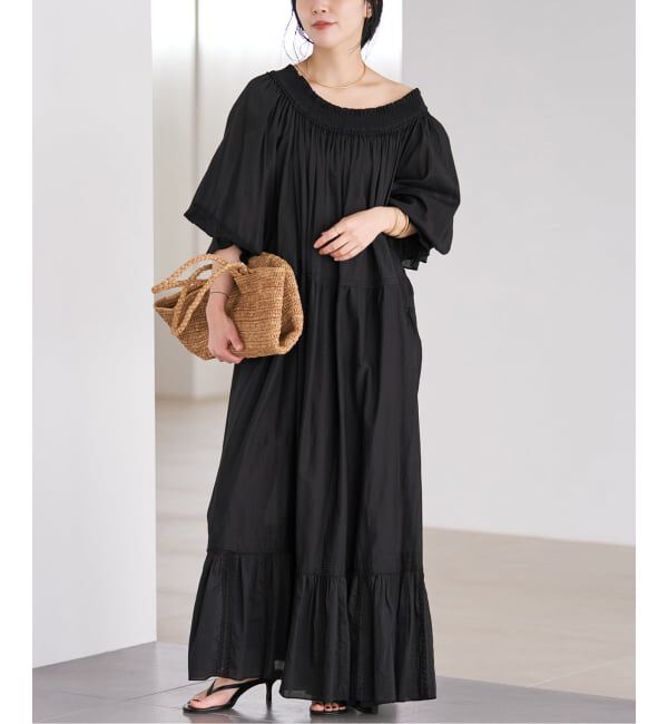 Plage「《予約》IND VOIL EMB ワンピース」|ワンピース|ブラック