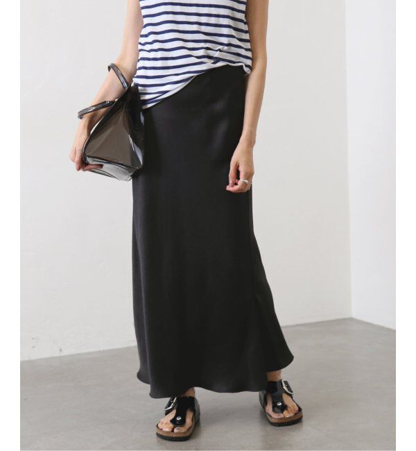 IENA「《追加6》ダブルサテンスカート」|スカート|ブラック