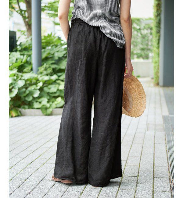 IENA LA BOUCLE「《追加》IENA LA BOUCLE リネンブロードイージーパンツ(ブラック)」|その他|