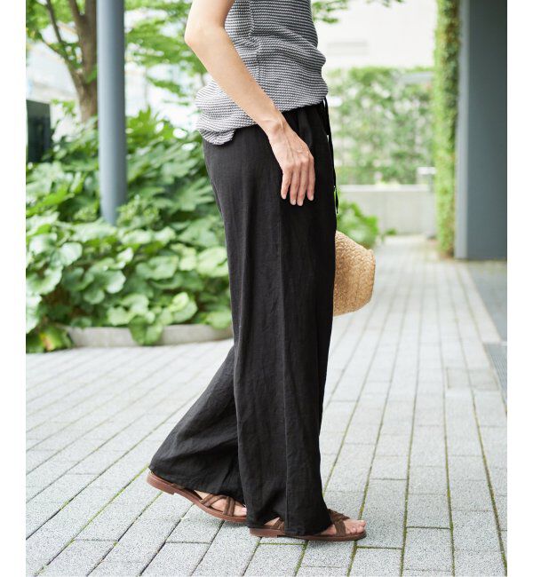 IENA LA BOUCLE「《追加》IENA LA BOUCLE リネンブロードイージーパンツ(ブラック)」|その他|