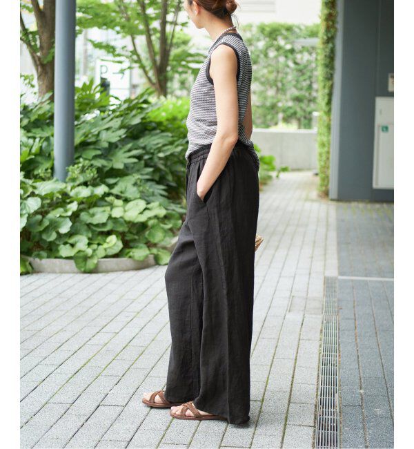 IENA LA BOUCLE「《追加》IENA LA BOUCLE リネンブロードイージーパンツ(ブラック)」|その他|