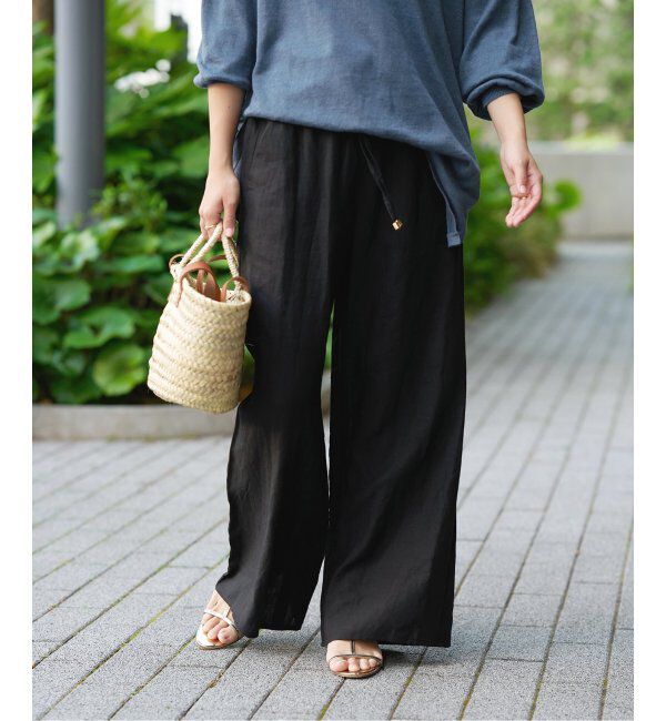 IENA LA BOUCLE「《追加》IENA LA BOUCLE リネンブロードイージーパンツ(ブラック)」|その他|