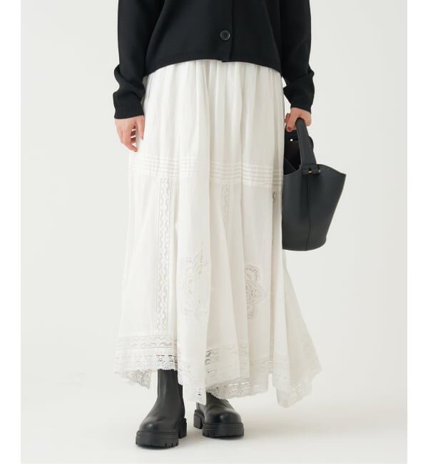 IENA「《WEB限定/追加》コットンレーススカート」|スカート|ホワイト
