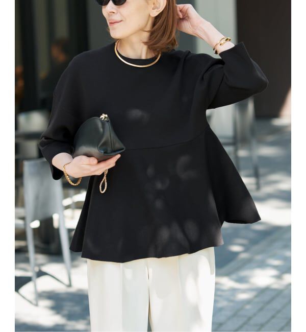 VERMEIL par iena「ペプラムダンボールプルオーバー」|ニット・セーター|ブラック