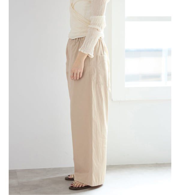 IENA「《予約/洗濯機洗い可》コットンサテンイージーワイドパンツ」|その他|