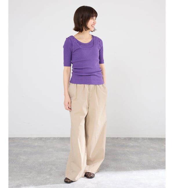 IENA「《予約/洗濯機洗い可》コットンサテンイージーワイドパンツ」|その他|