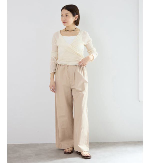IENA「《予約/洗濯機洗い可》コットンサテンイージーワイドパンツ」|その他|