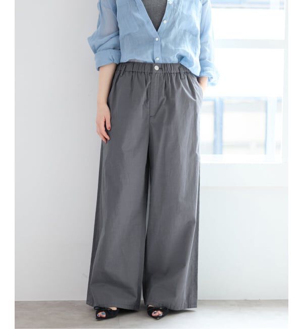 IENA「《予約/洗濯機洗い可》コットンサテンイージーワイドパンツ」|その他|