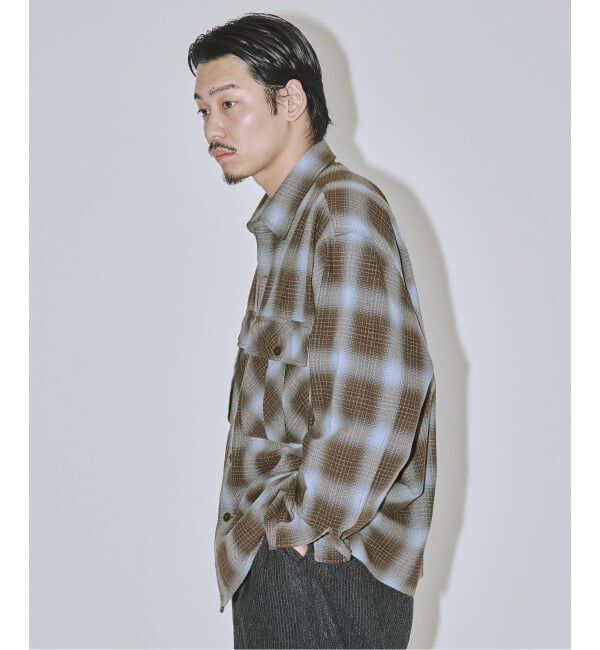 J.S.Homestead「J.S.Homestead / インディゴ チェック ミリタリー シャツ」|シャツ・ブラウス|