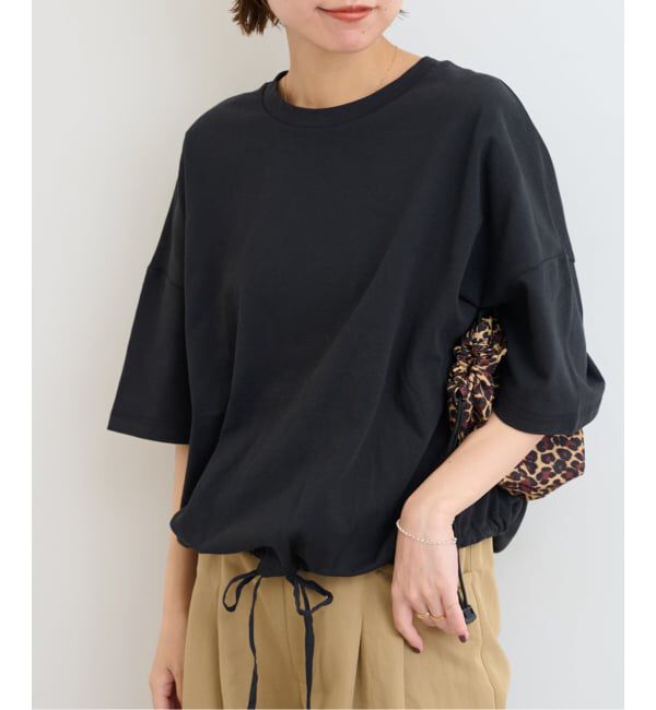 JOURNAL STANDARD relume「《追加4》ギャザーヘムショートスリーブTシャツ」|Tシャツ・カットソー|ブラック