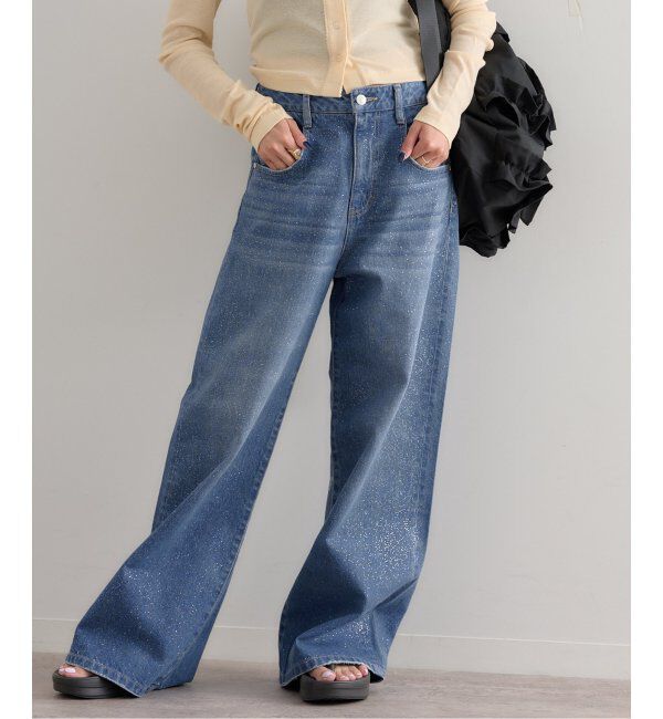 U by SPICK&SPAN「グリッタールーズバギーデニム」|デニム|