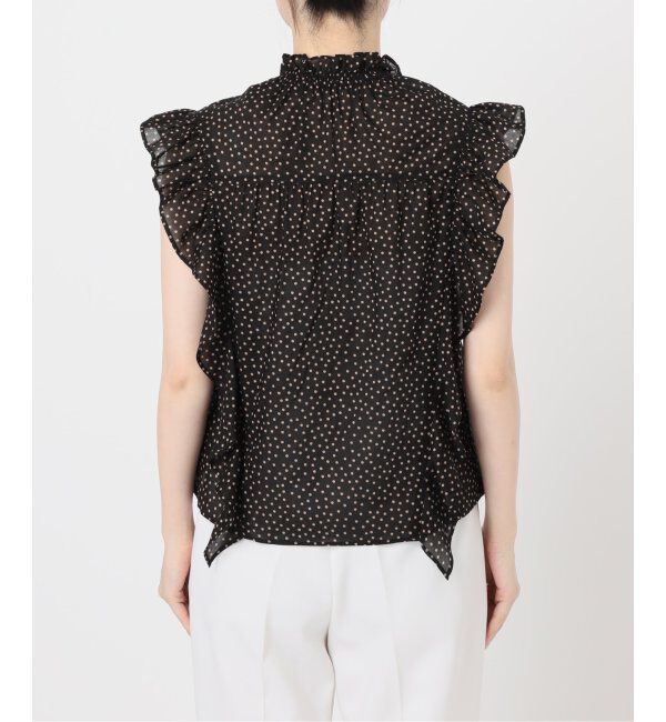 NOBLE「《追加4》【洗える】シャーリングフリルノースリブラウス」|シャツ・ブラウス|