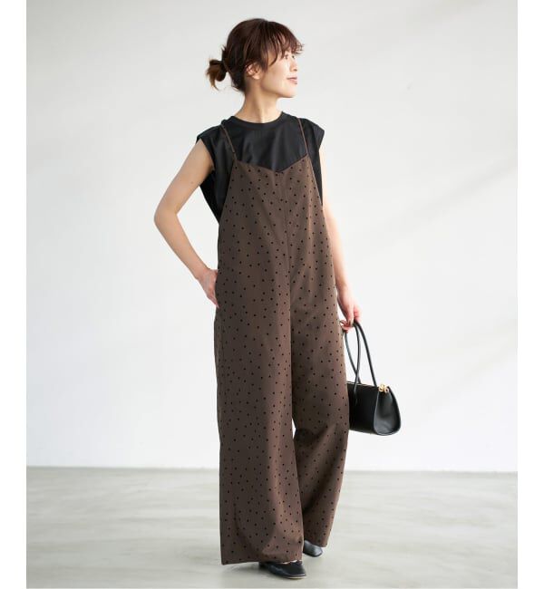 Spick and Span「《WEB限定》フロッキードットキャミサロペット」|オールインワン|
