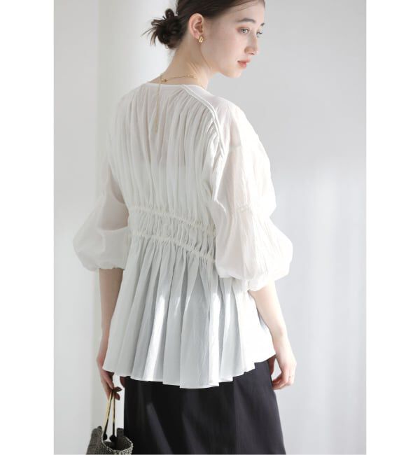  「《予約》【洗える】コットンギャザーブラウス」|シャツ・ブラウス|