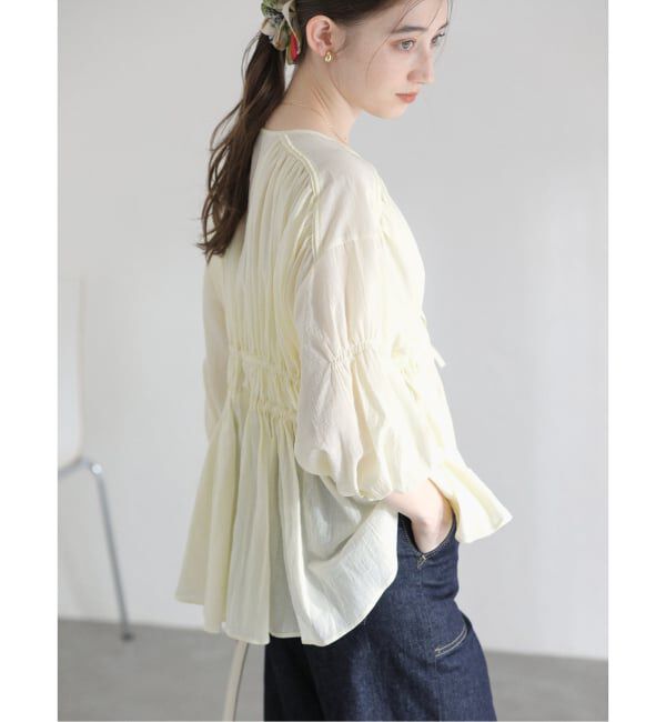  「《予約》【洗える】コットンギャザーブラウス」|シャツ・ブラウス|