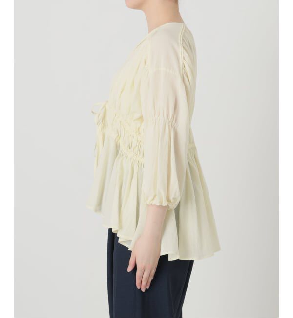  「《予約》【洗える】コットンギャザーブラウス」|シャツ・ブラウス|