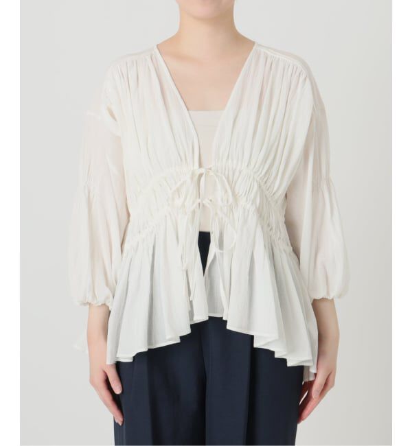 「《予約》【洗える】コットンギャザーブラウス」|シャツ・ブラウス|