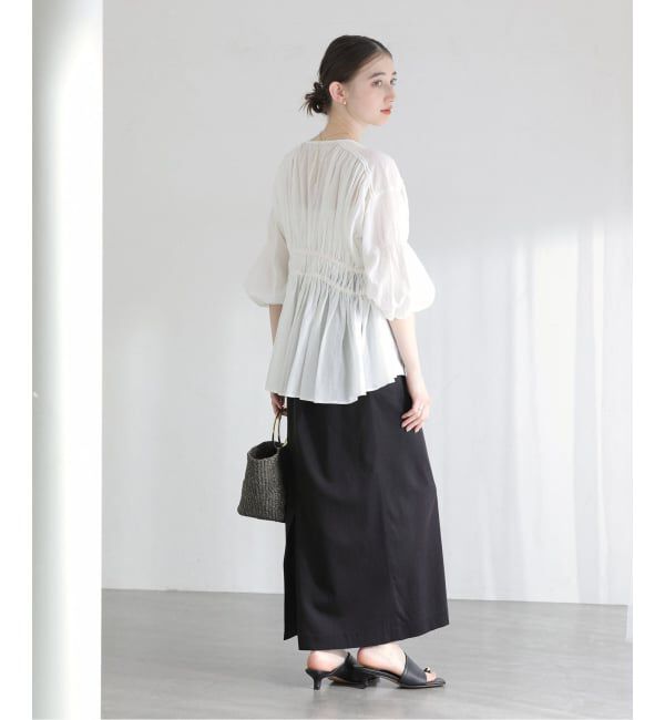  「《予約》【洗える】コットンギャザーブラウス」|シャツ・ブラウス|