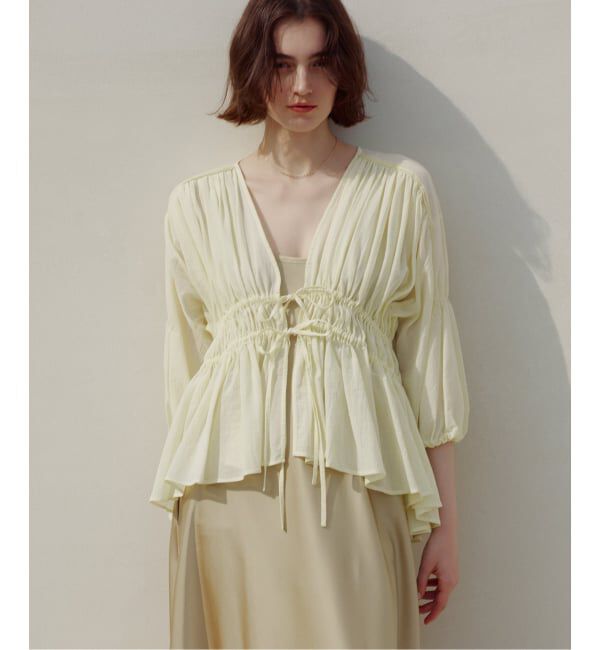  「《予約》【洗える】コットンギャザーブラウス」|シャツ・ブラウス|イエロー C