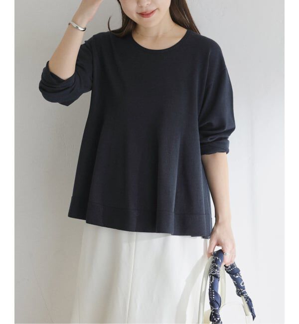  「【洗える】ペプラムニット」|ニット・セーター|ネイビー