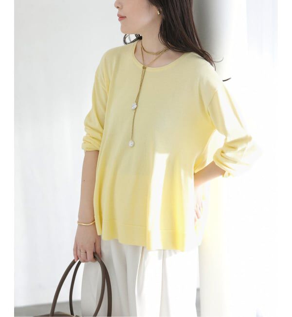  「【洗える】ペプラムニット」|ニット・セーター|イエロー