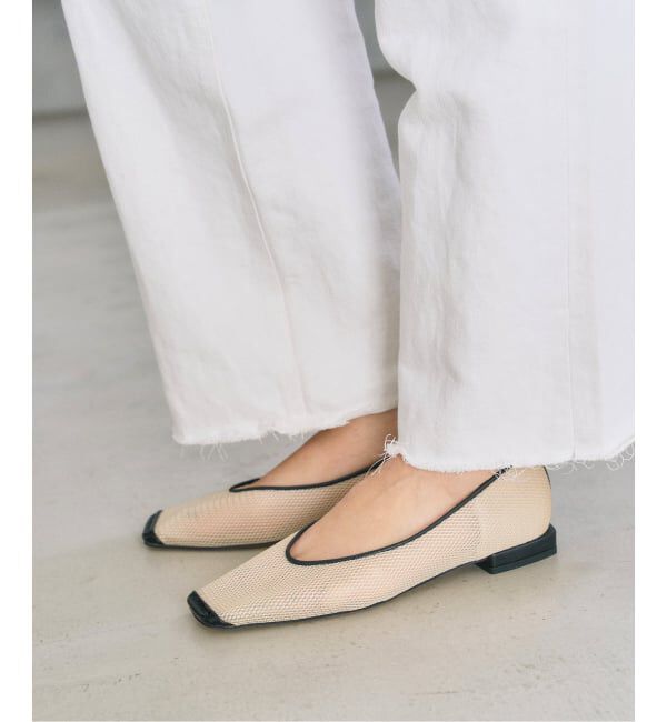  「《追加予約2》スクエアトゥキャップセミシアーフラット」|その他|ベージュ