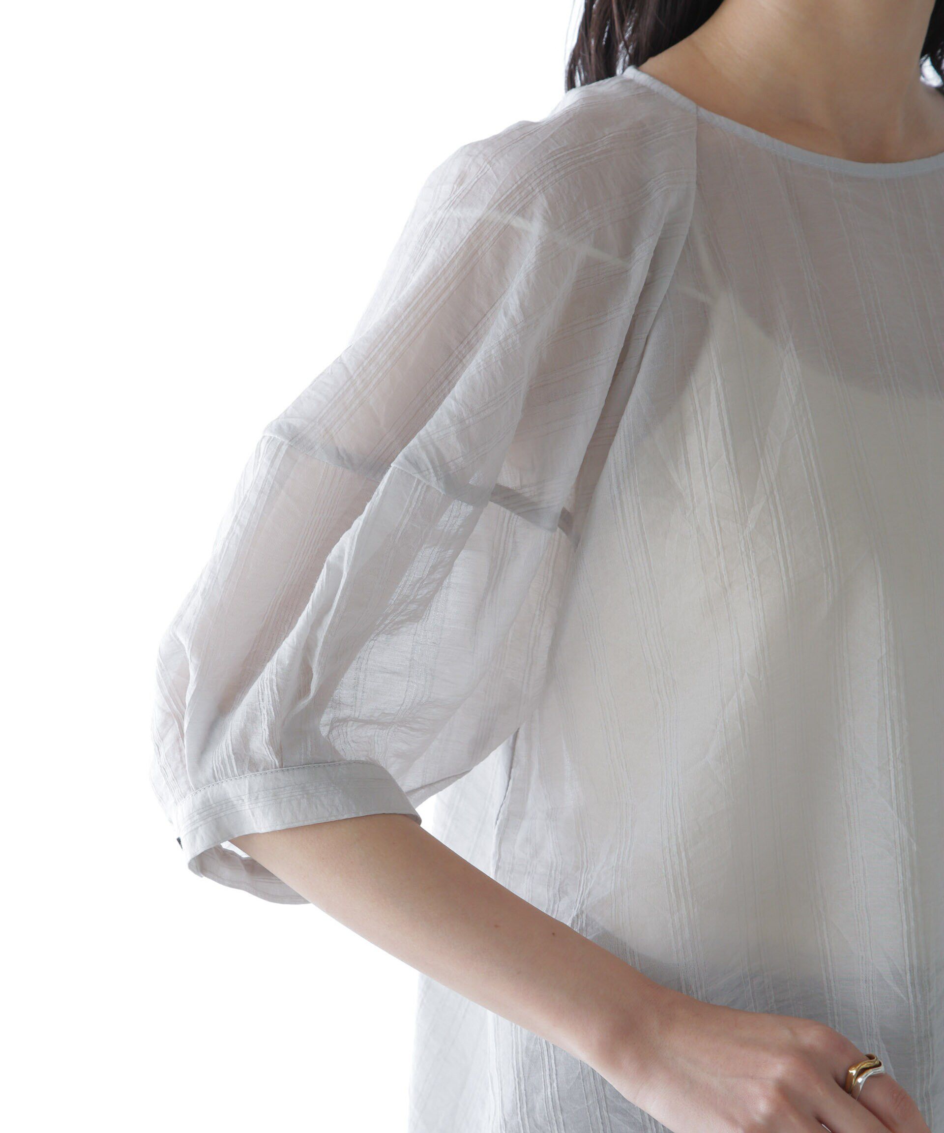 nano･universe「シアーストライプタックスリーブブラウス」|シャツ・ブラウス|