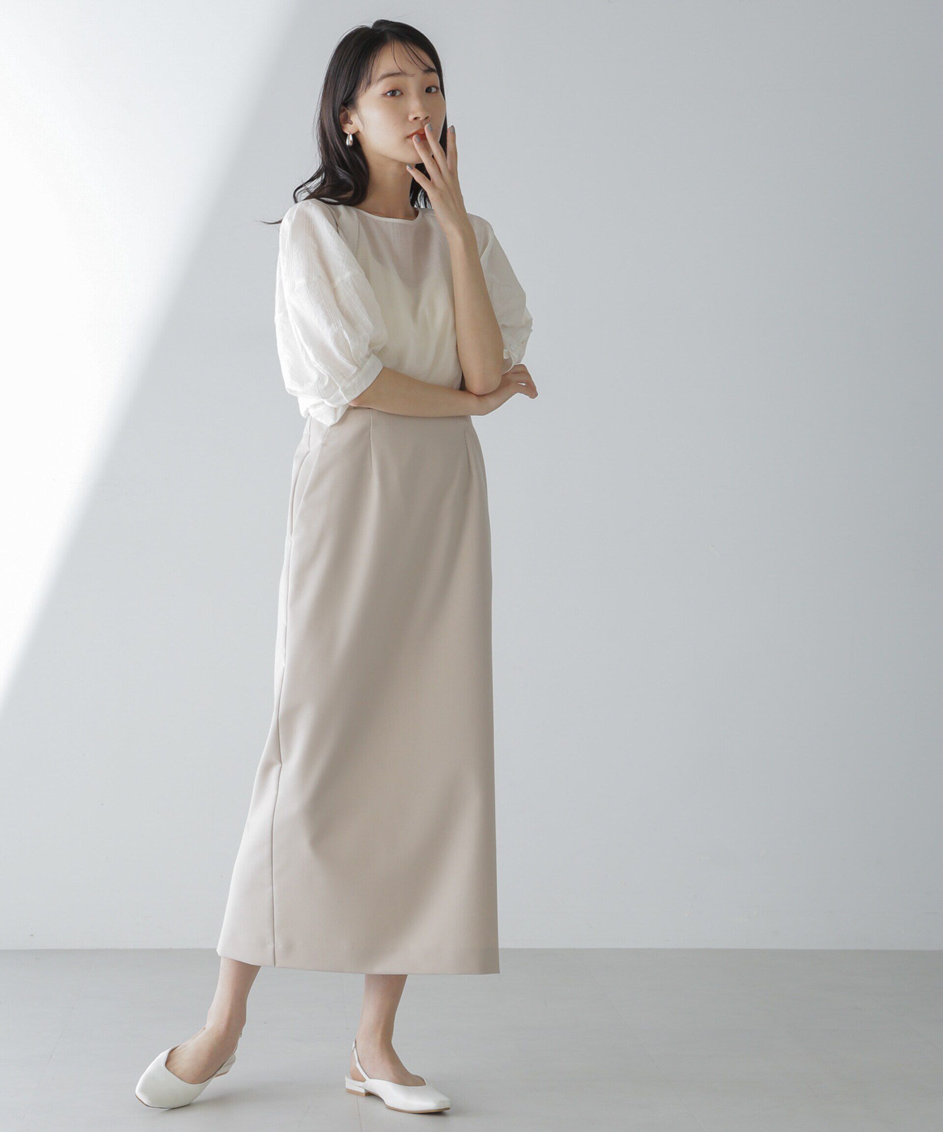 nano･universe「シアーストライプタックスリーブブラウス」|シャツ・ブラウス|