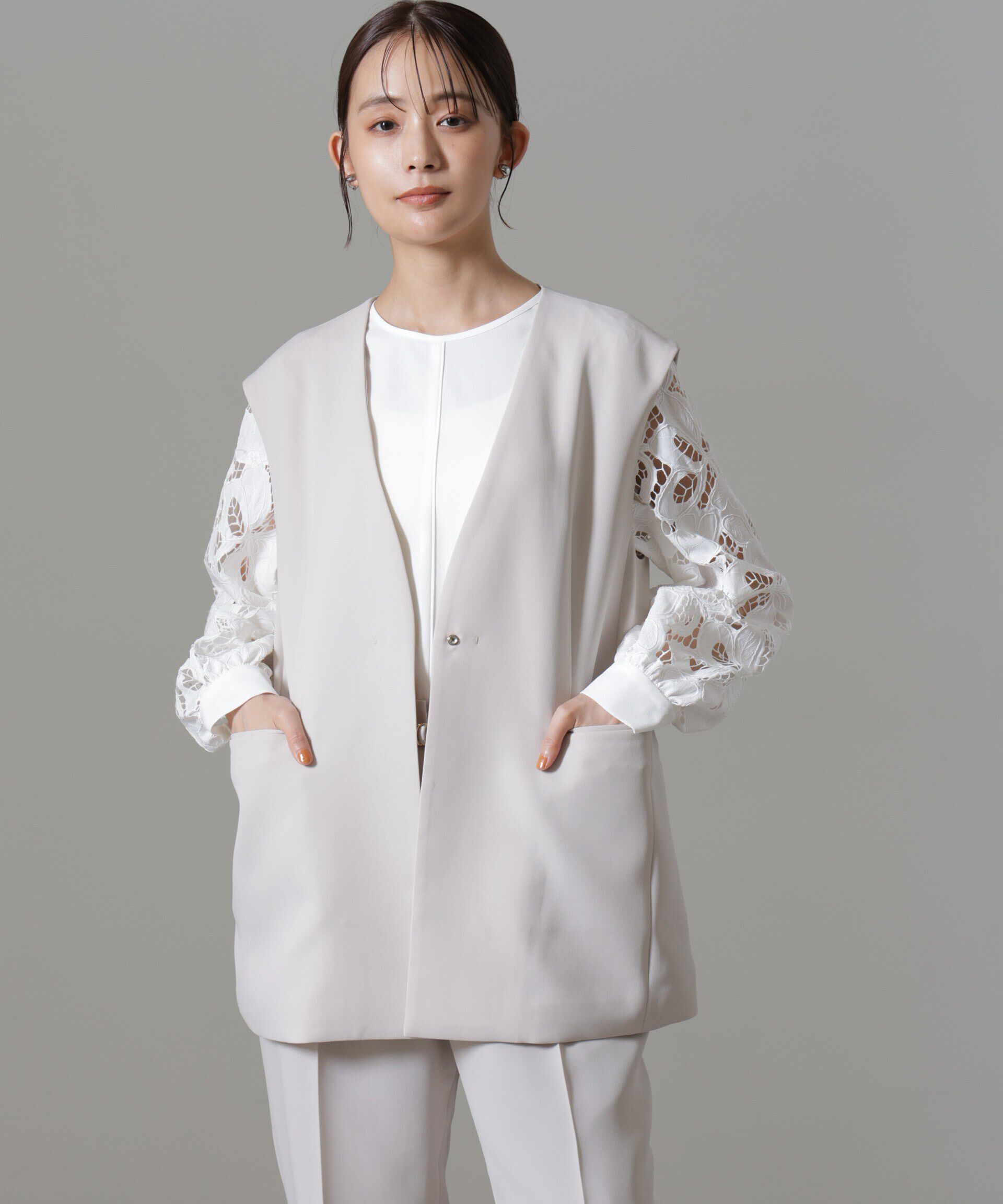 nano･universe「イージーケアダブルクロス ジレ(セットアップ可)」|テーラードジャケット|