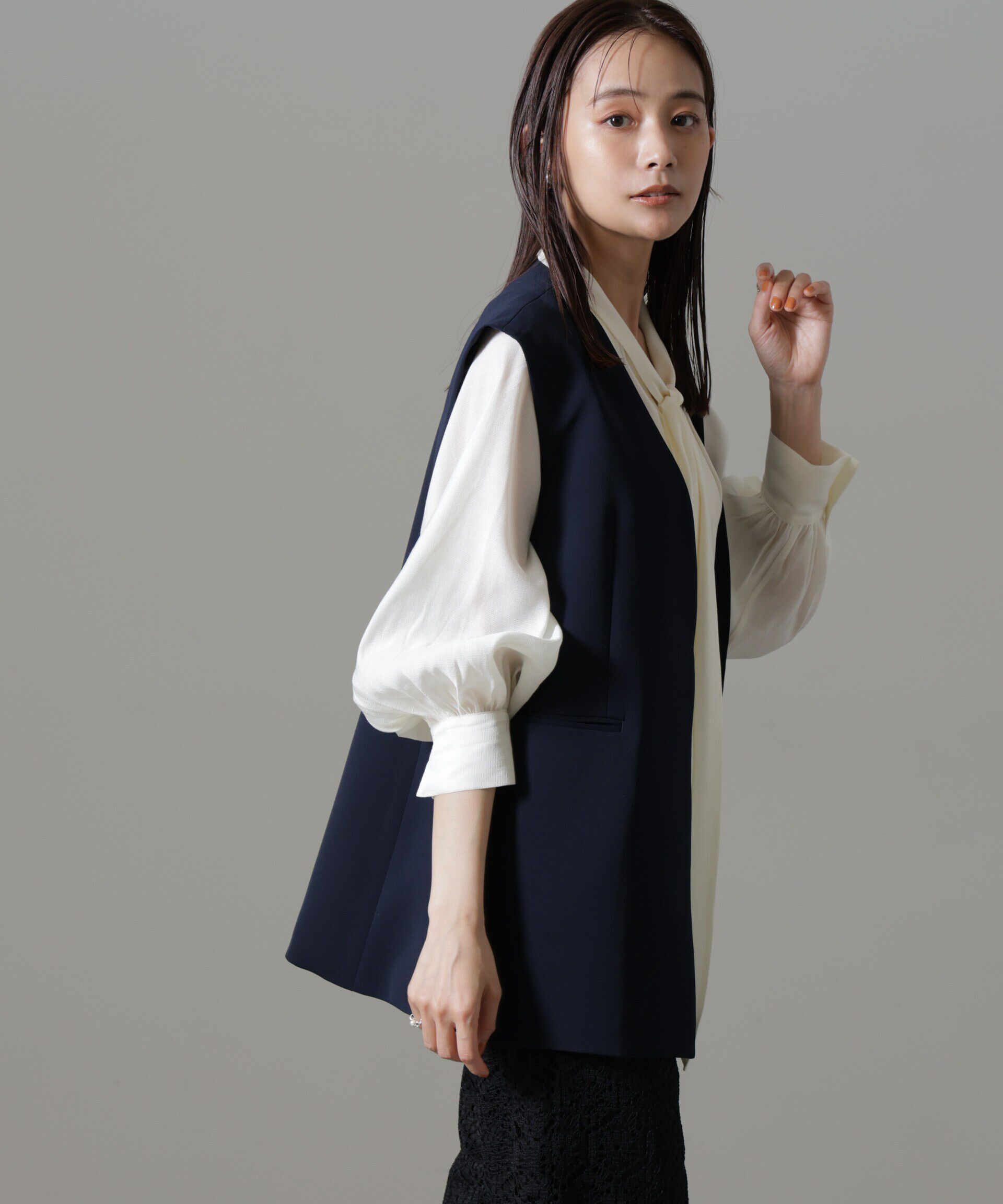 nano･universe「イージーケアダブルクロス ジレ(セットアップ可)」|テーラードジャケット|