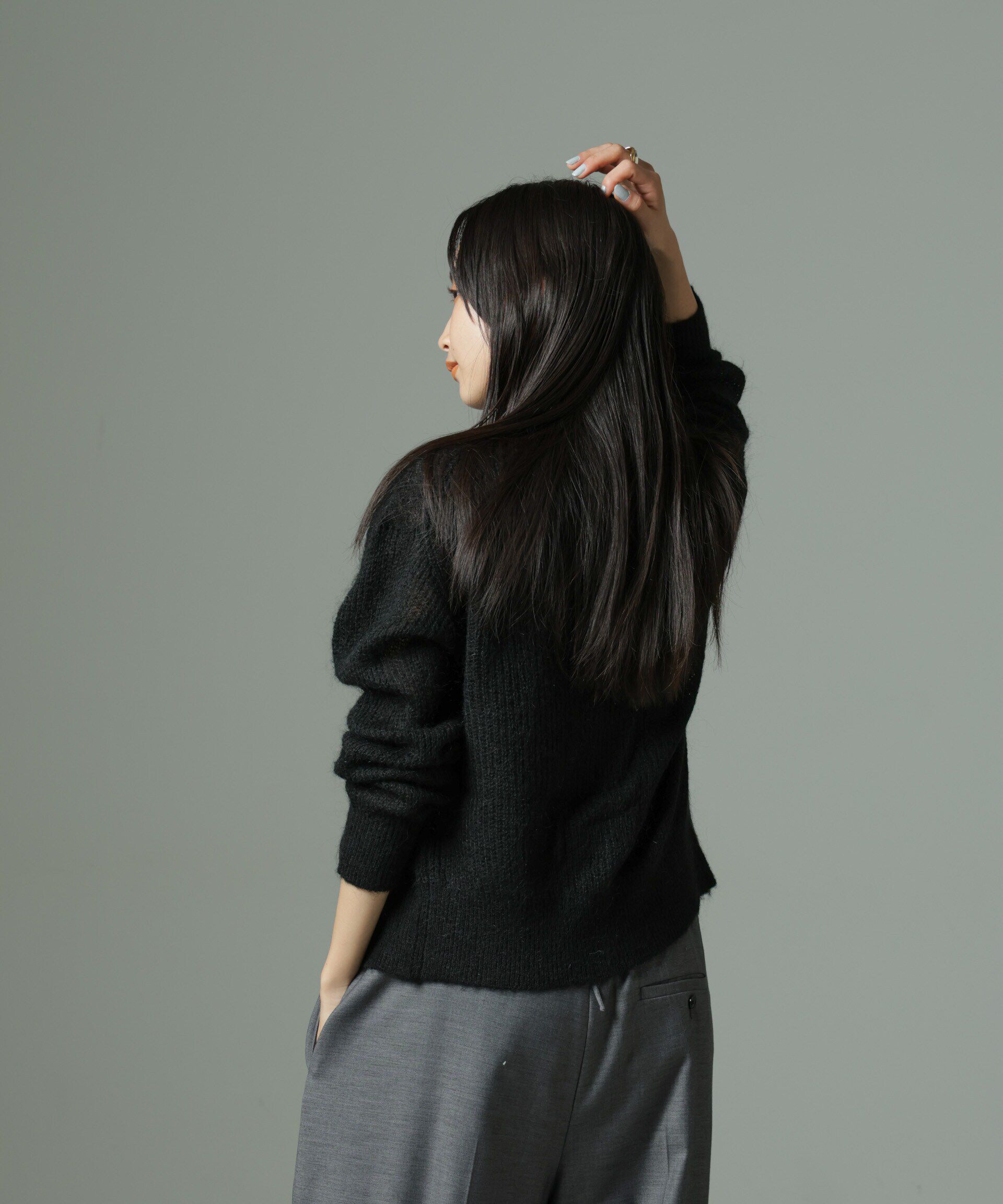 nano･universe「モヘヤ混クルーネックニットカーディガン(セットアップ可)」|ニット・セーター|