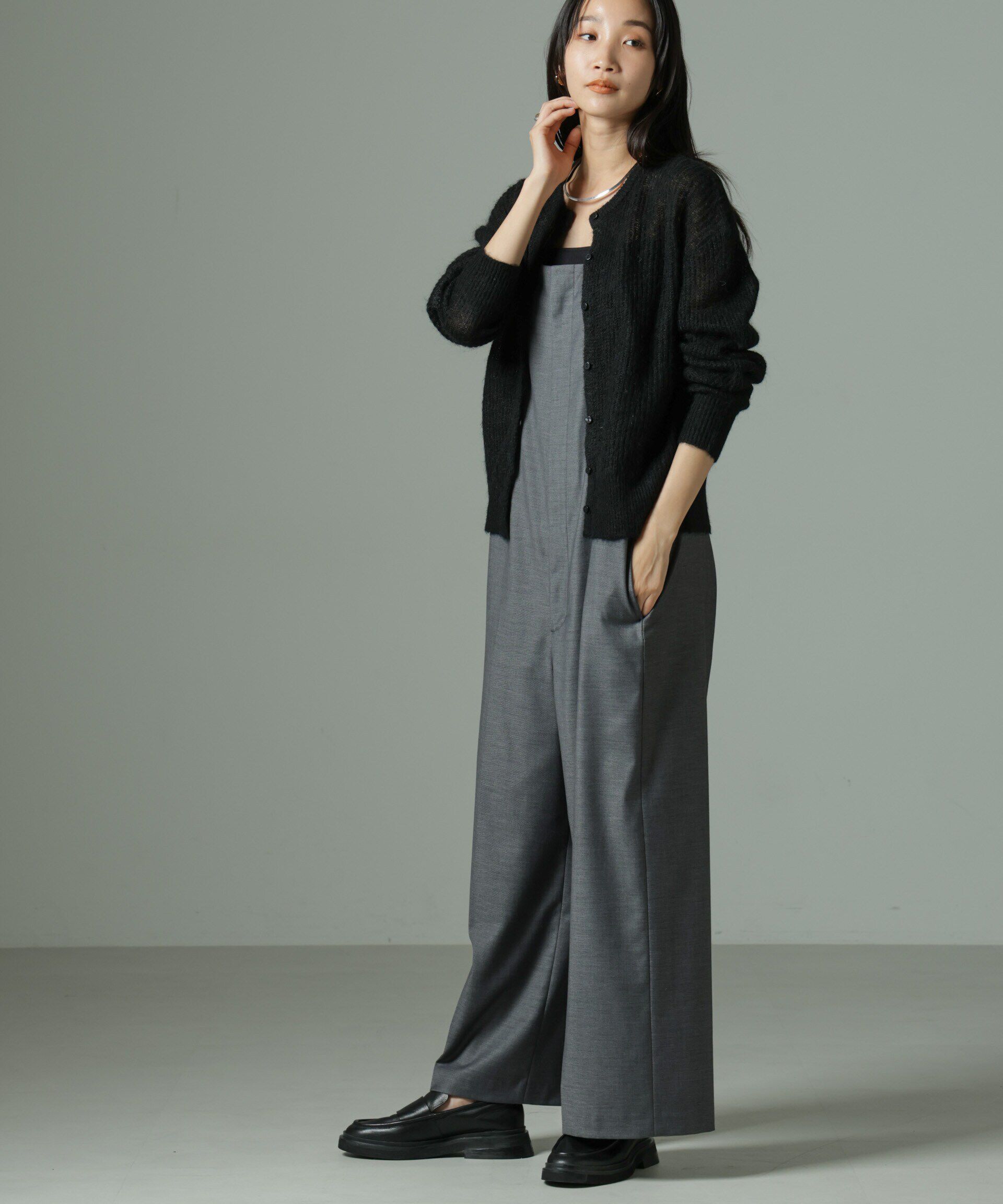 nano･universe「モヘヤ混クルーネックニットカーディガン(セットアップ可)」|ニット・セーター|