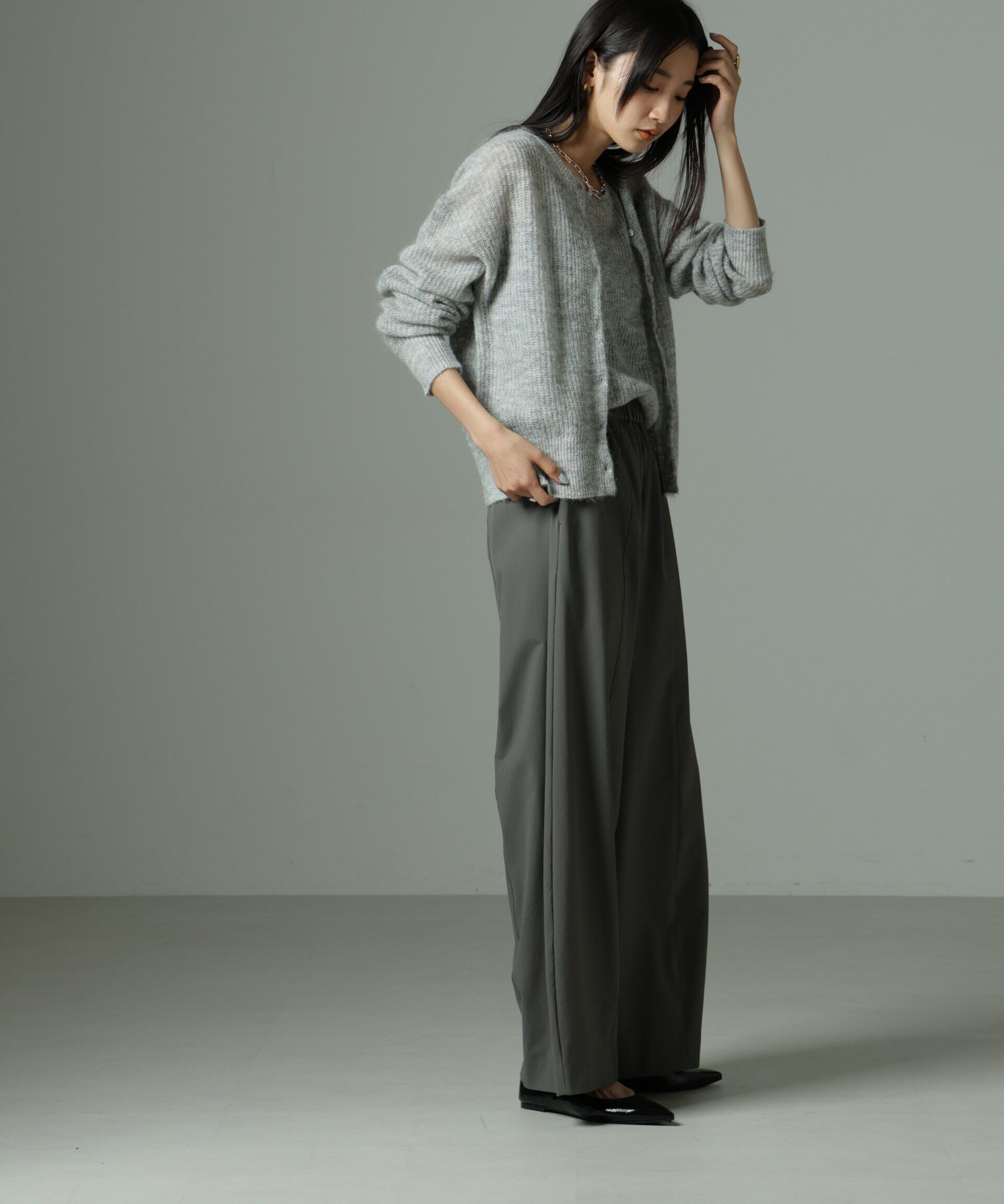 nano･universe「モヘヤ混クルーネックニットカーディガン(セットアップ可)」|ニット・セーター|