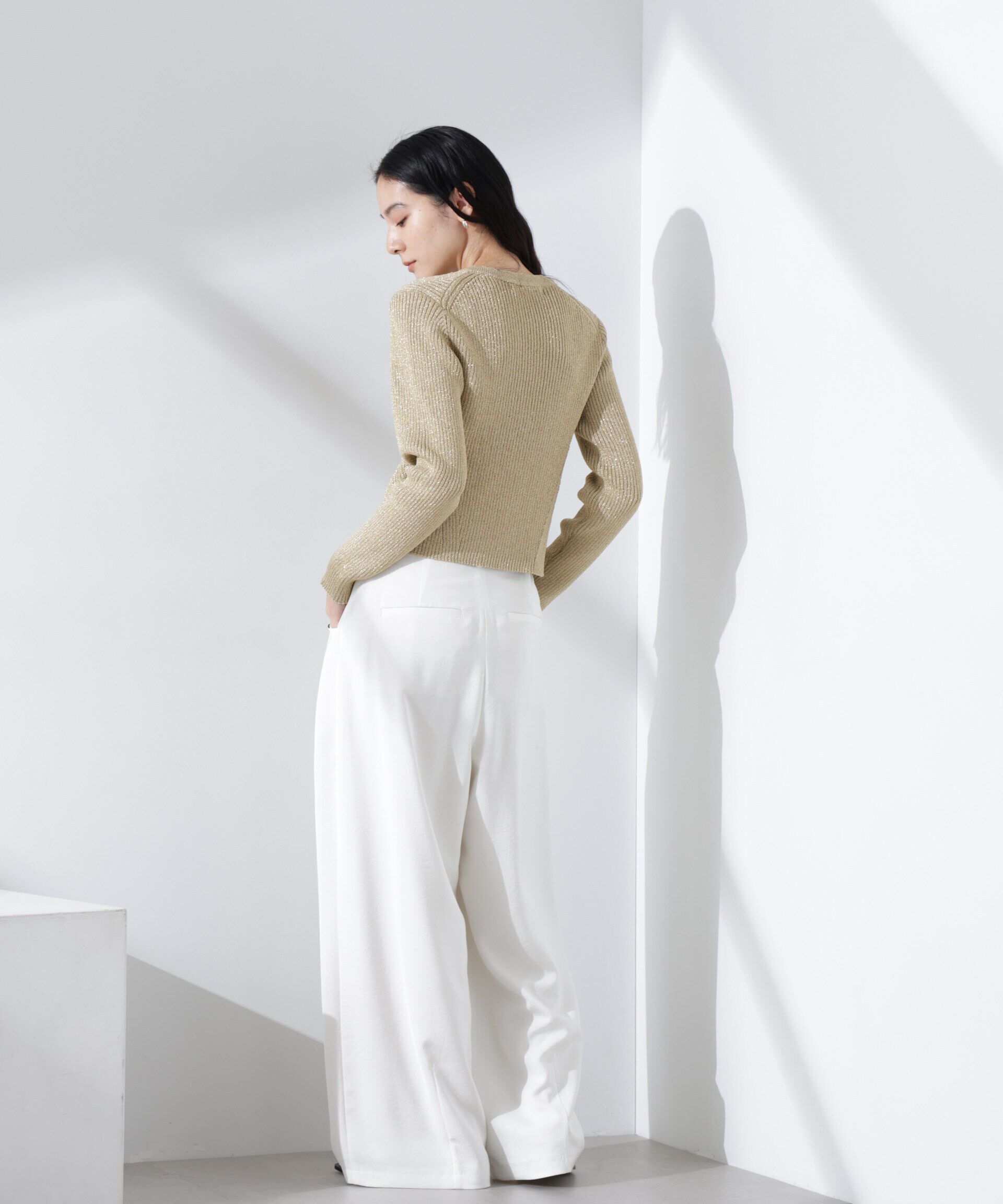 nano･universe「グリッターラメニットカーディガン（セットアップ可）」|ニット・セーター|