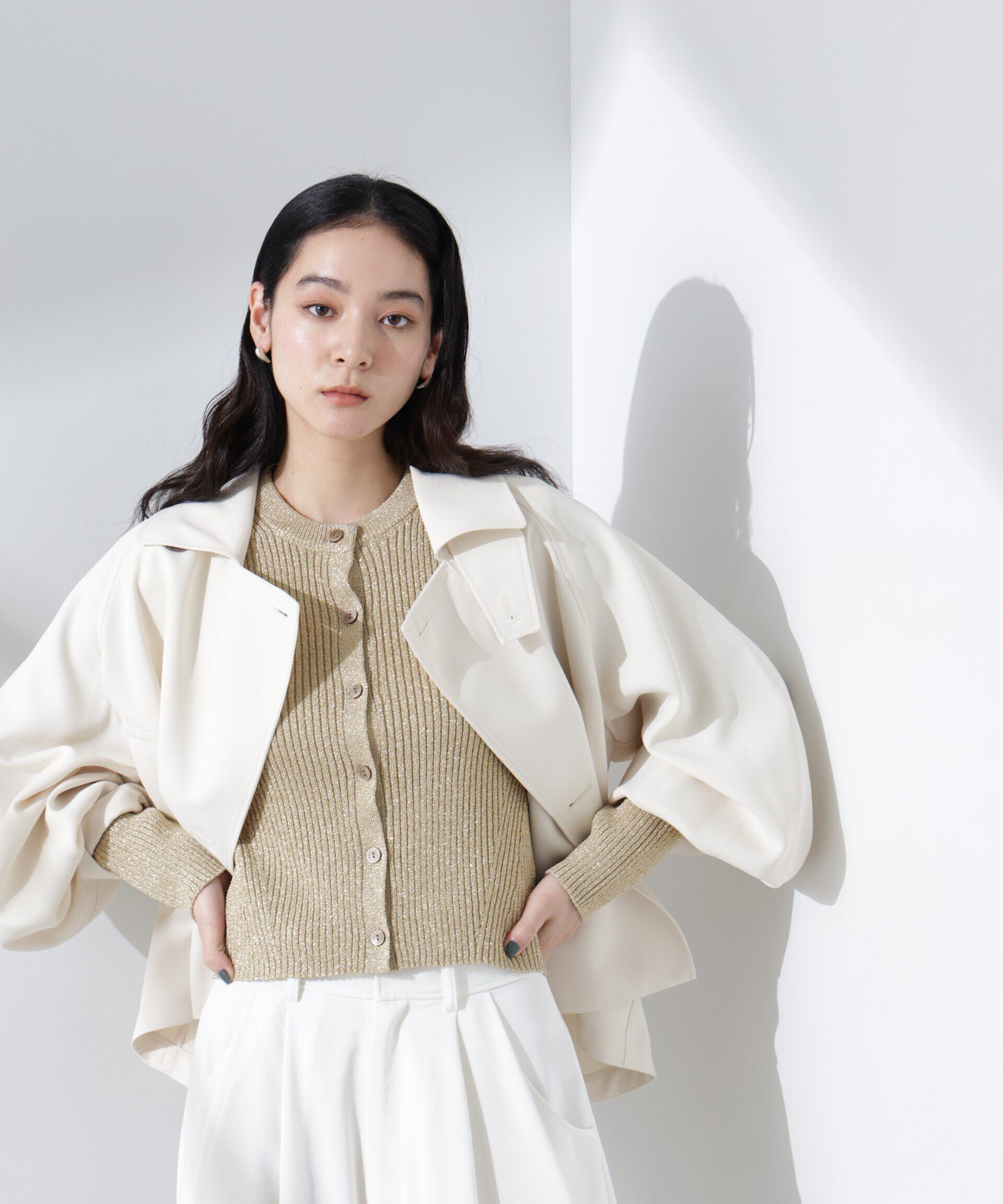 nano･universe「グリッターラメニットカーディガン（セットアップ可）」|ニット・セーター|