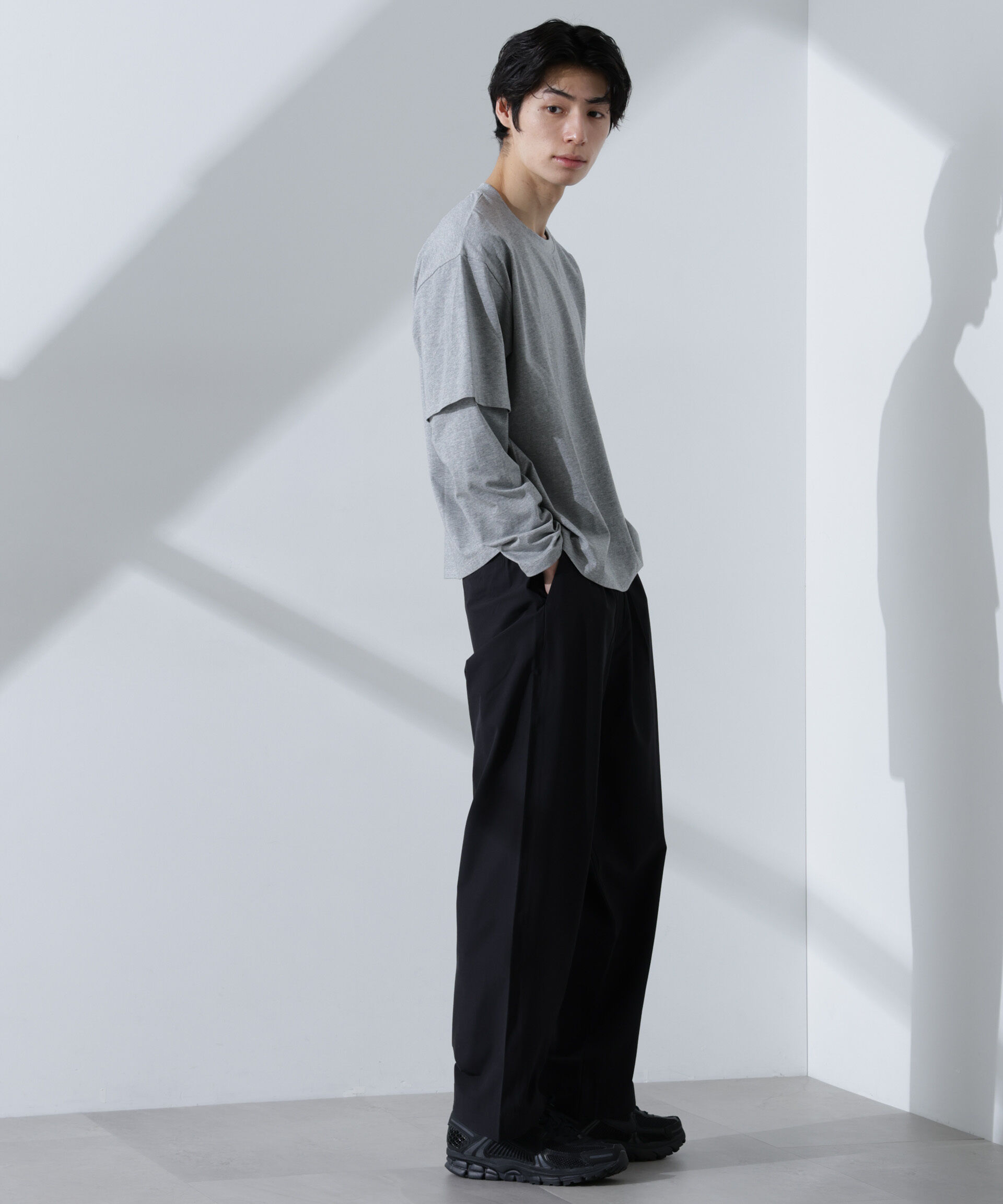 nano･universe「ストレッチワイドイージーパンツ(セットアップ可)」|チノ|