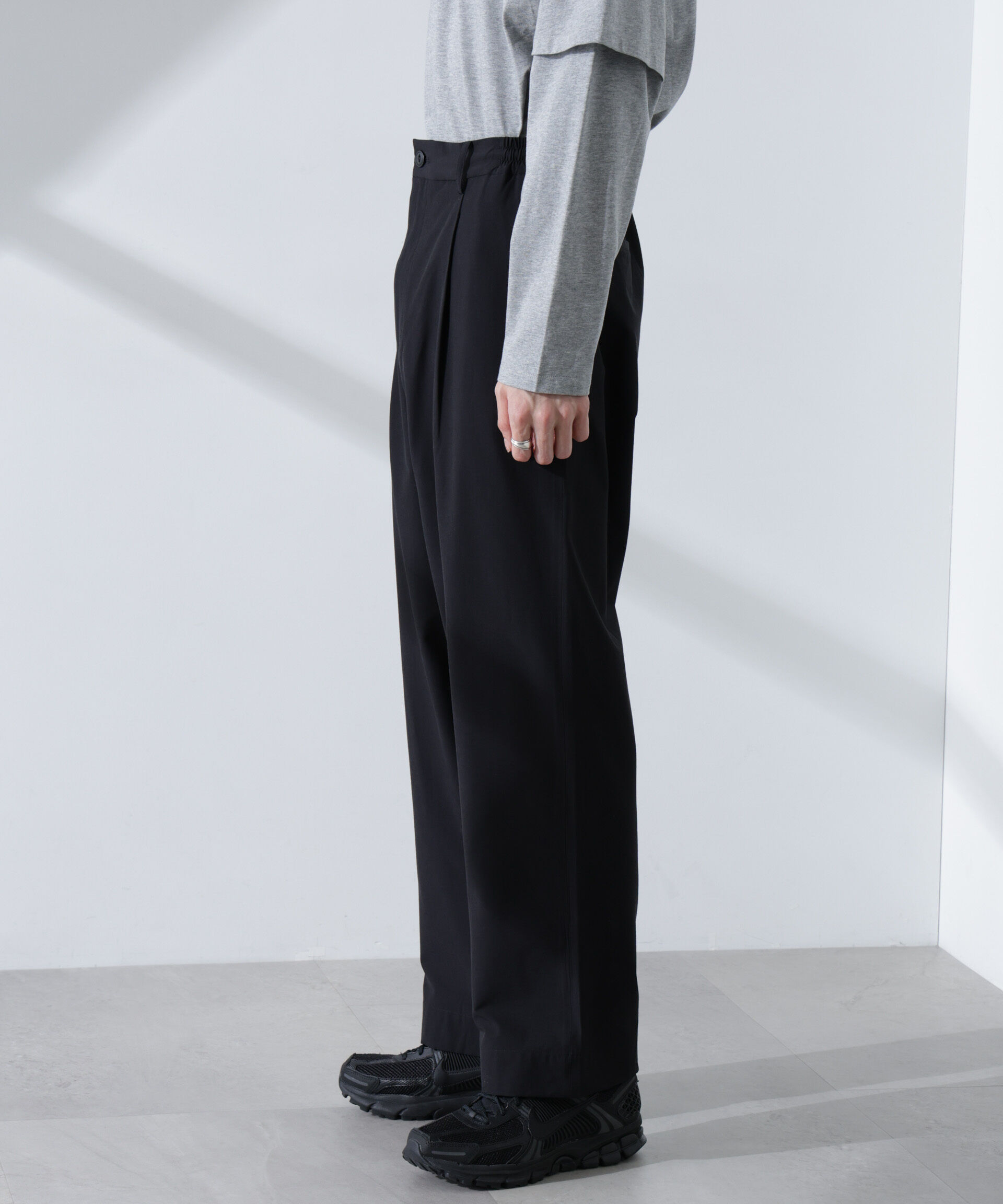 nano･universe「ストレッチワイドイージーパンツ(セットアップ可)」|チノ|