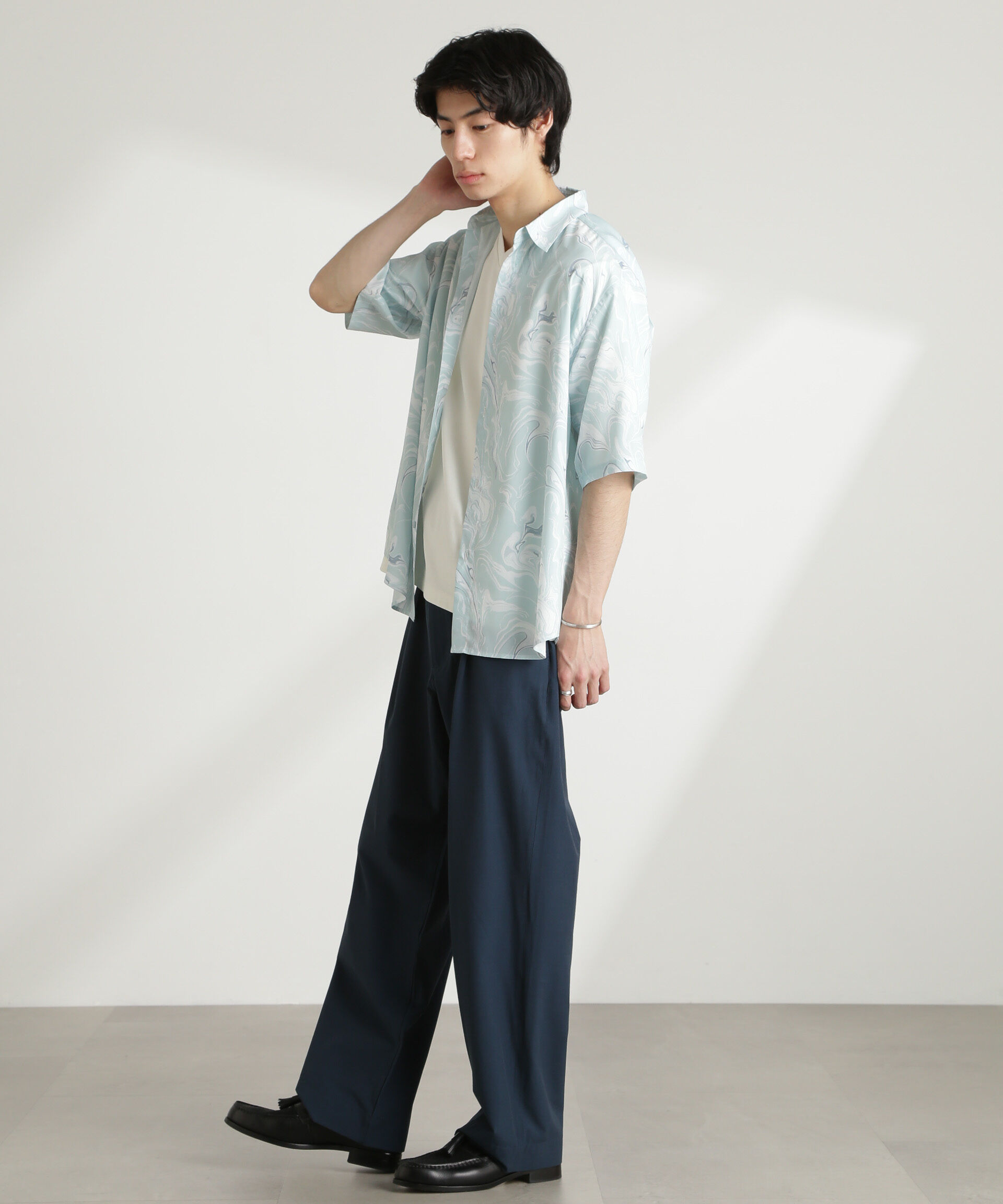 nano･universe「ストレッチワイドイージーパンツ(セットアップ可)」|チノ|