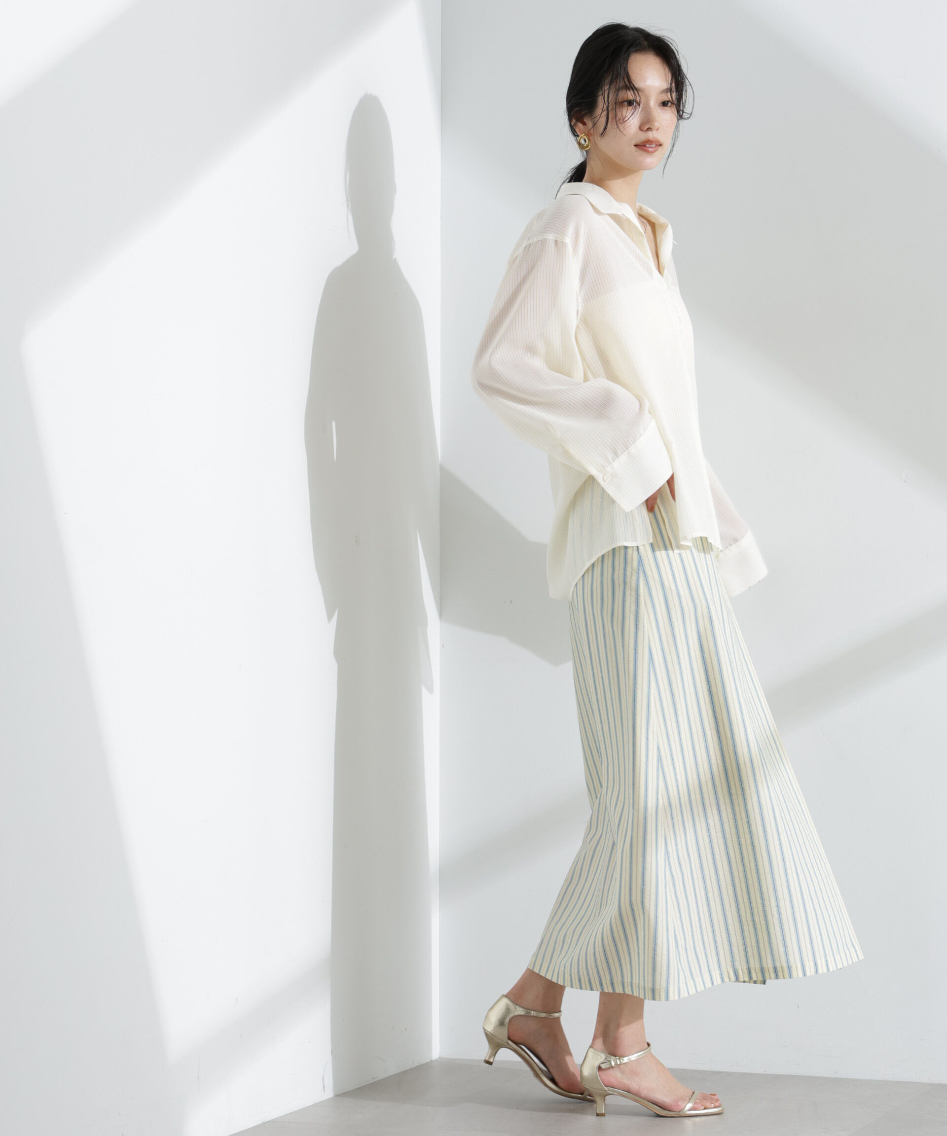 nano･universe「マルチボタンストライプスカート(セットアップ可)」|スカート|