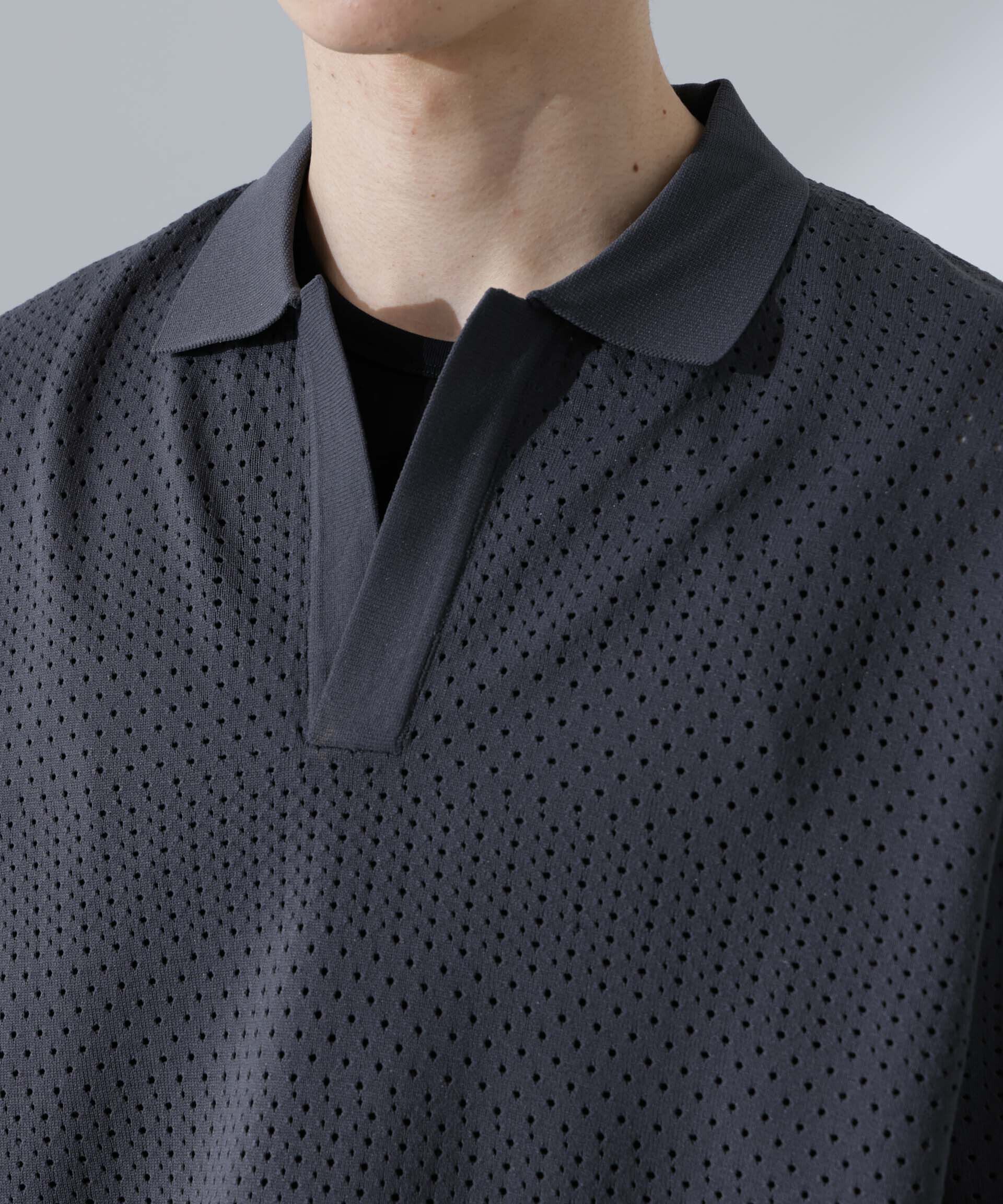 nano･universe「スキッパーテックニットポロシャツ/半袖」|ニット・セーター|