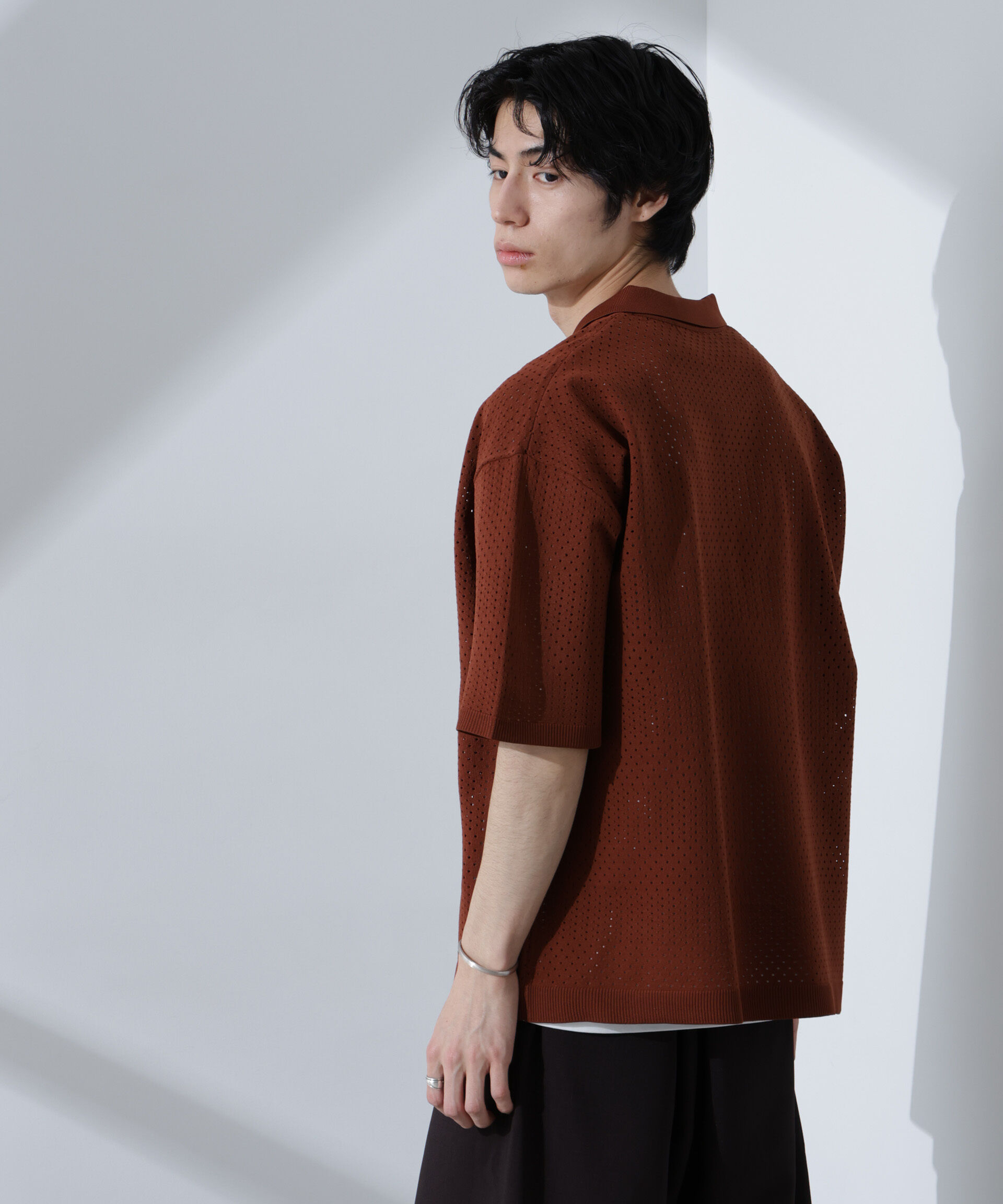 nano･universe「スキッパーテックニットポロシャツ/半袖」|ニット・セーター|