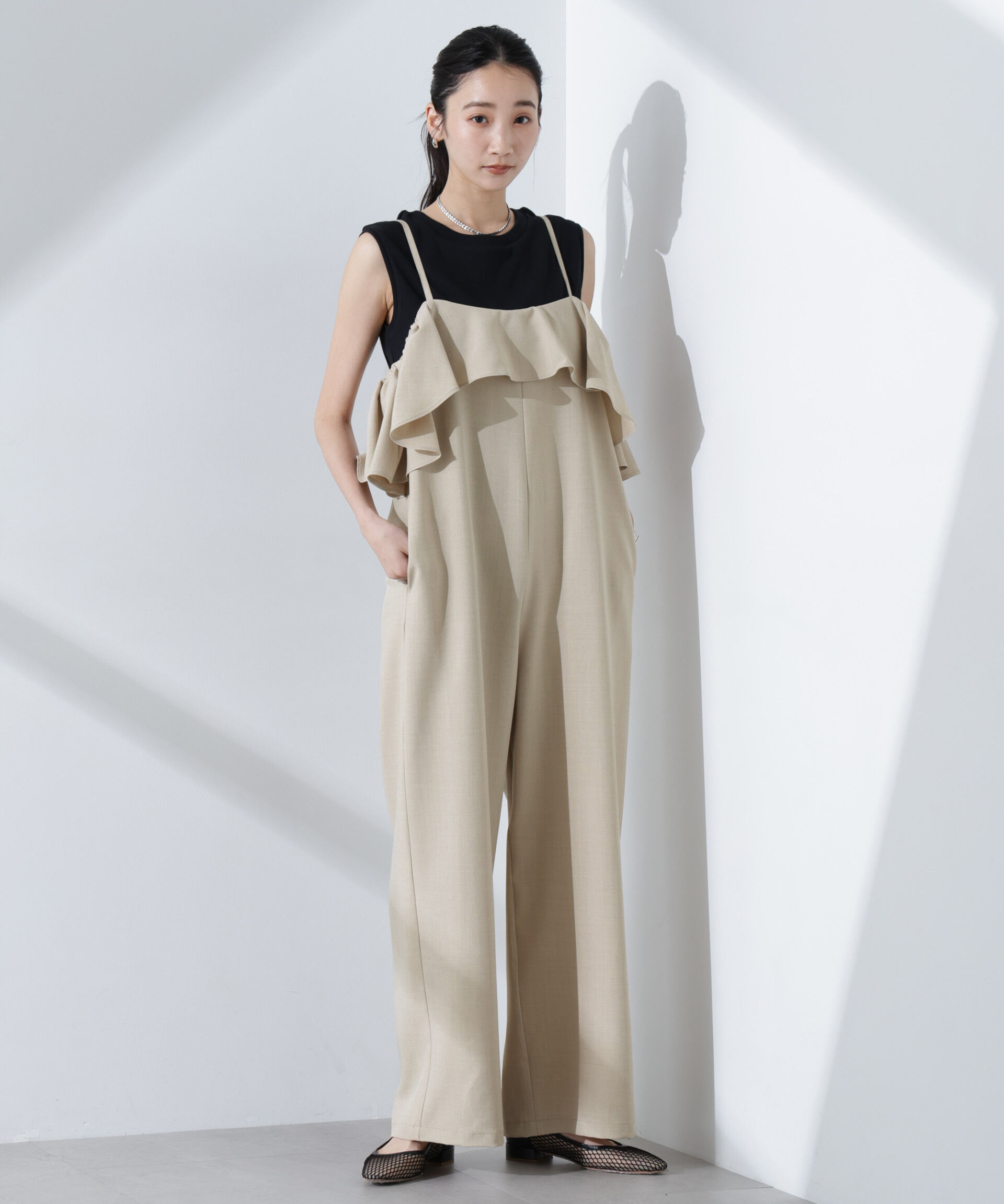 nano･universe「2wayオフショルダーフリルオールインワン」|ワンピース|