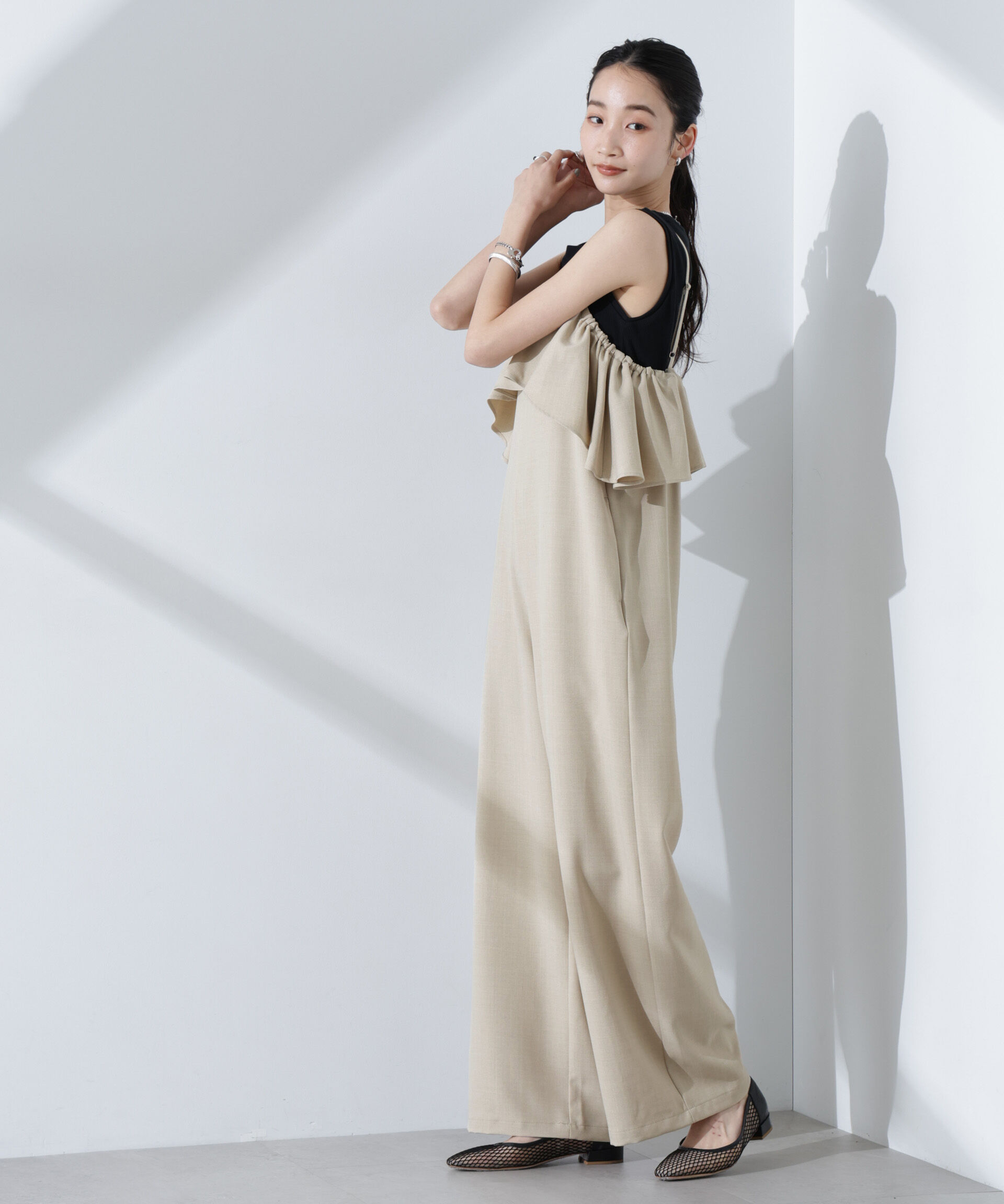 nano･universe「2wayオフショルダーフリルオールインワン」|ワンピース|