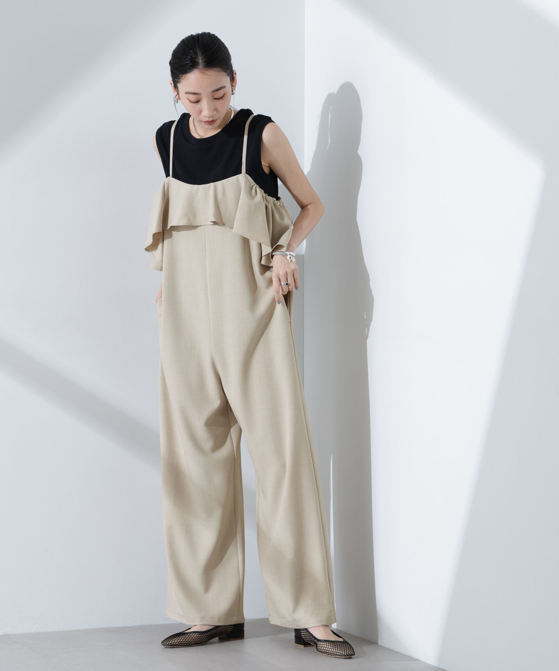 nano･universe「2wayオフショルダーフリルオールインワン」|ワンピース|