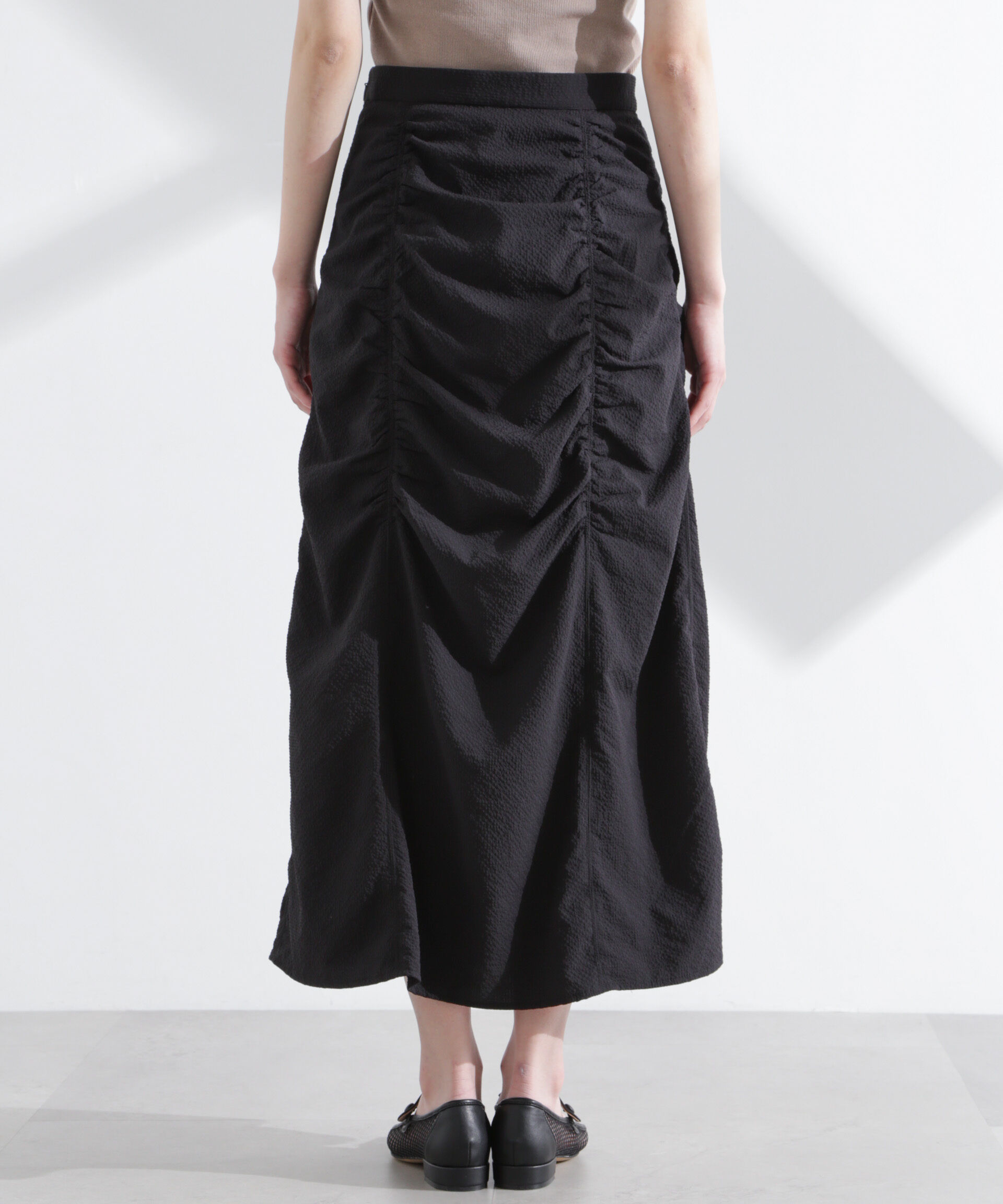 nano･universe「ギャザー切り替えサッカースカート」|スカート|