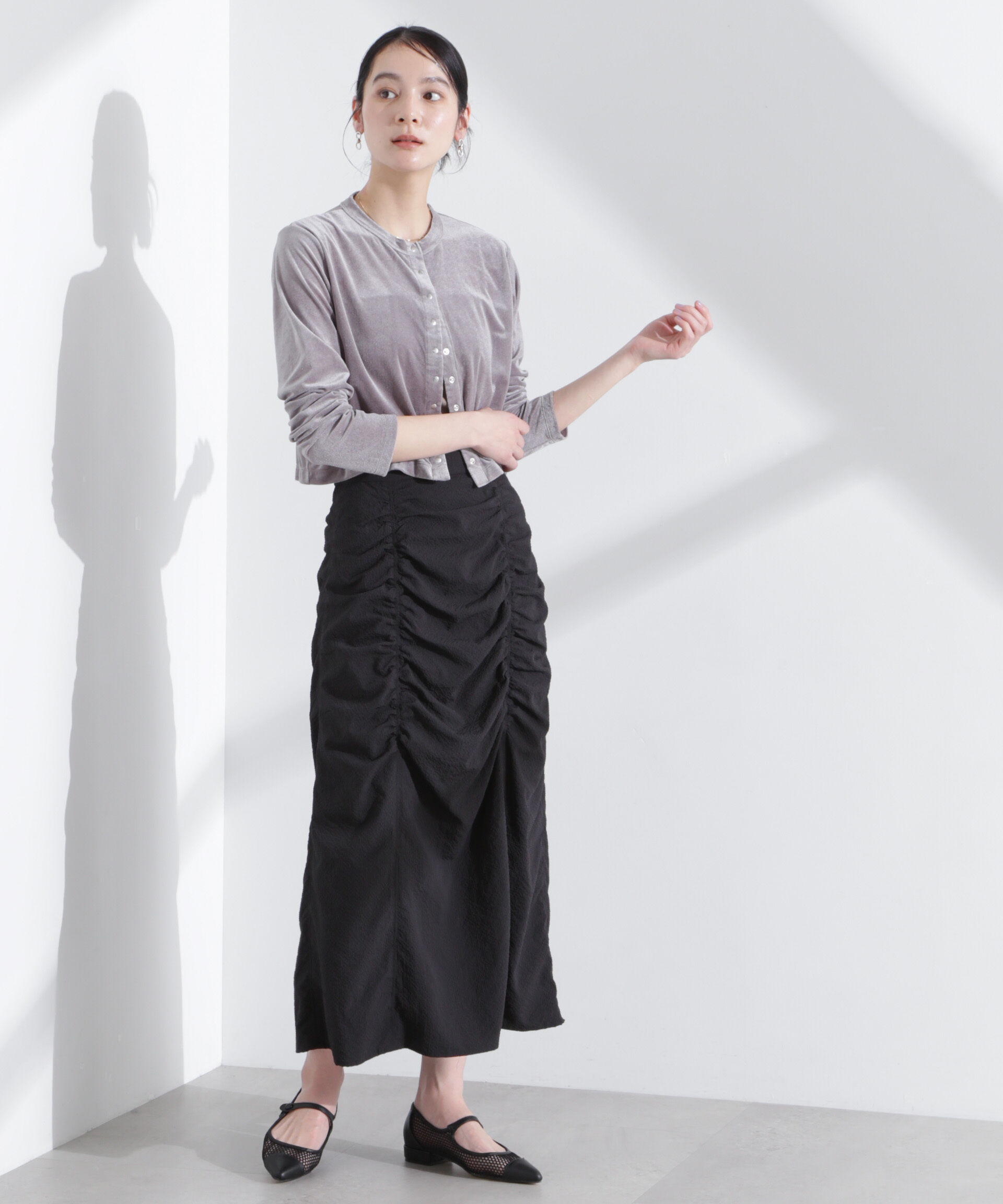 nano･universe「ギャザー切り替えサッカースカート」|スカート|