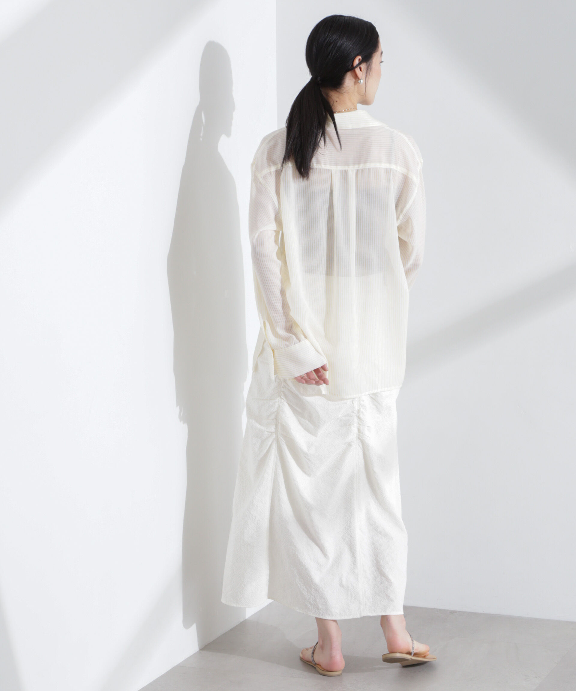 nano･universe「ギャザー切り替えサッカースカート」|スカート|